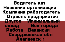 Водитель кат › Название организации ­ Компания-работодатель › Отрасль предприятия ­ Другое › Минимальный оклад ­ 1 - Все города Работа » Вакансии   . Свердловская обл.,Алапаевск г.